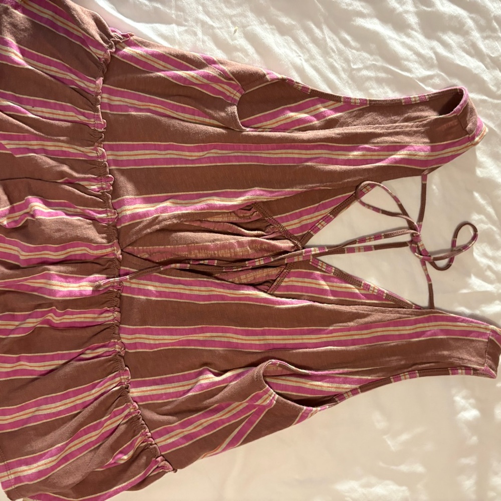 American Eagle Outfitters Pink and Brown Striped Top
